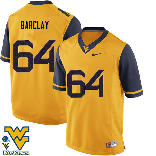 NCAA Men's Don Barclay West Virginia Mountaineers Gold #64 Nike Stitched Football College Authentic Jersey EP23L43IB